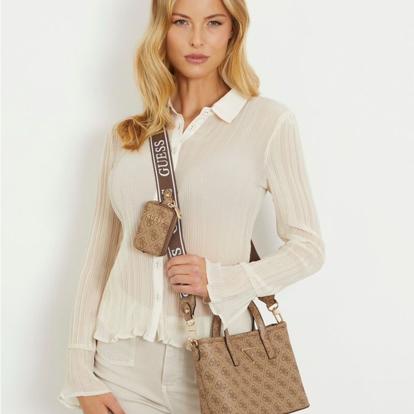 Guess Latona Mini Tote in Logo Latte - Picture 2 of 11